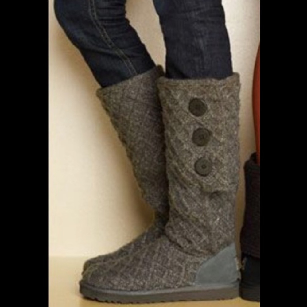 Ugg Lattice Cardy Boots Charcoal Size 7